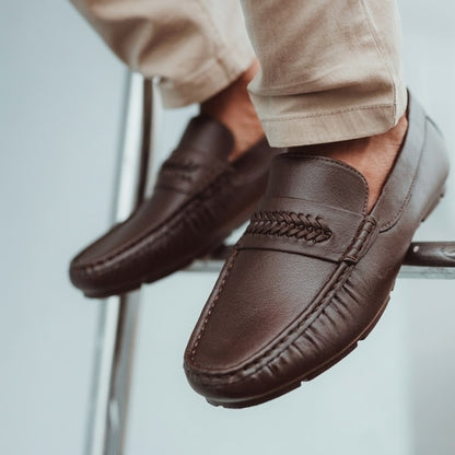 Loafers Shoes for Men All-Season Waterproof Synthetic Slip-on Casual Style Black and Brown Colors