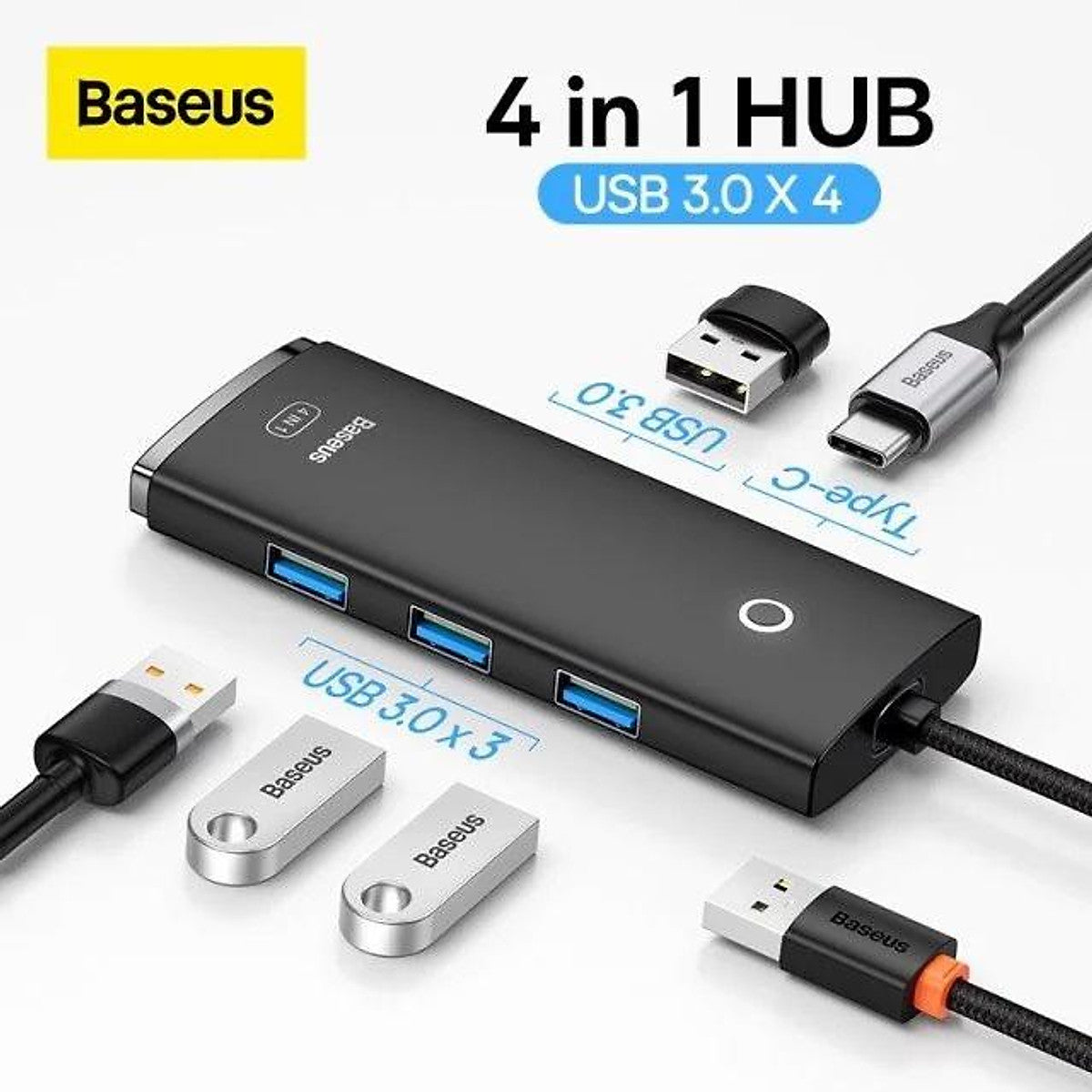 Baseus Airjoy Lite Series HUB Adapter USB-A  to 4x USB 3.0 cable 100cm