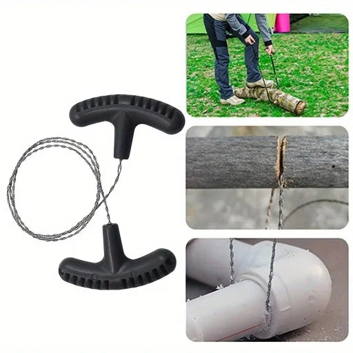 Cable Saw Stainless Steel Wire Saw 24-Inch Pocket Hand Saw for PVC, PE, ABS Pipes Cutting, Camping