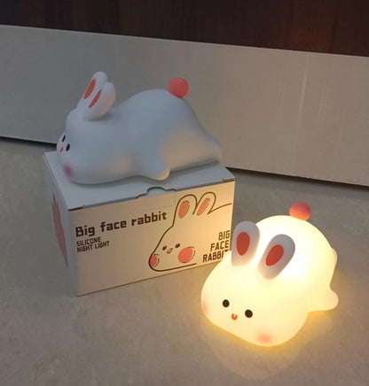 LED Night Lights Cute Sheep Rabbit Silicone Lamp USB Rechargeable Timing Bedside Decor Kids Baby