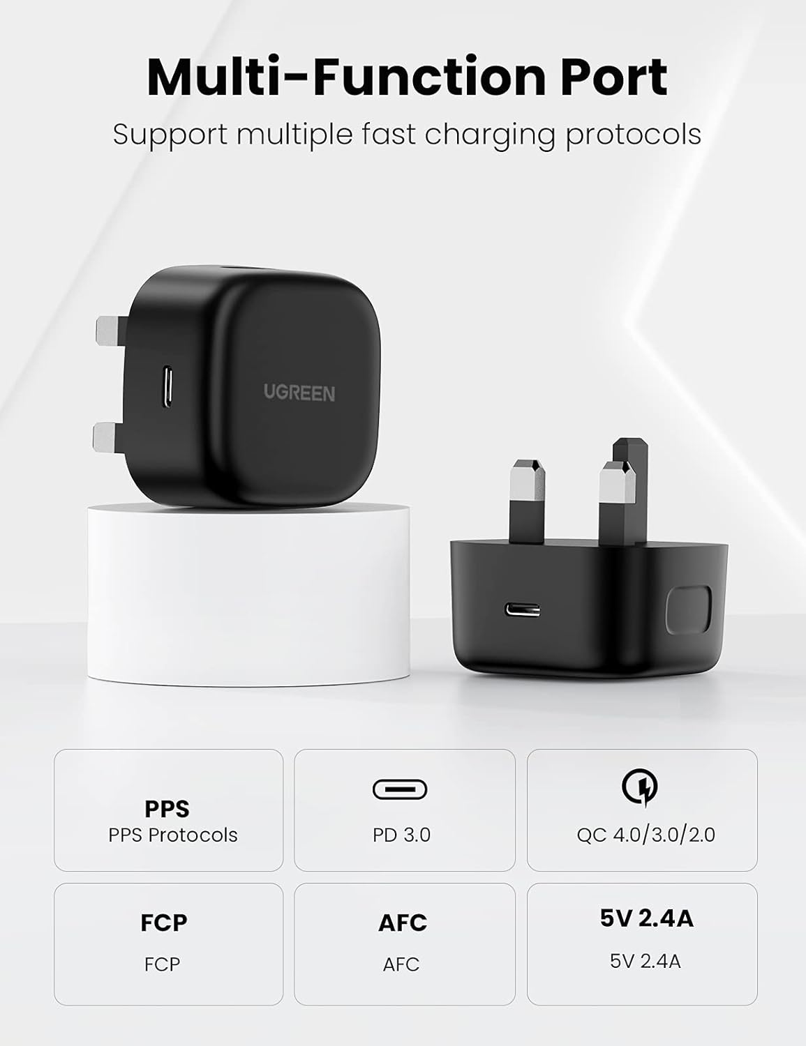 UGREEN 25W USB-C Charger Super Fast PD Charger Plug with 2M USB-C Cable - 50577