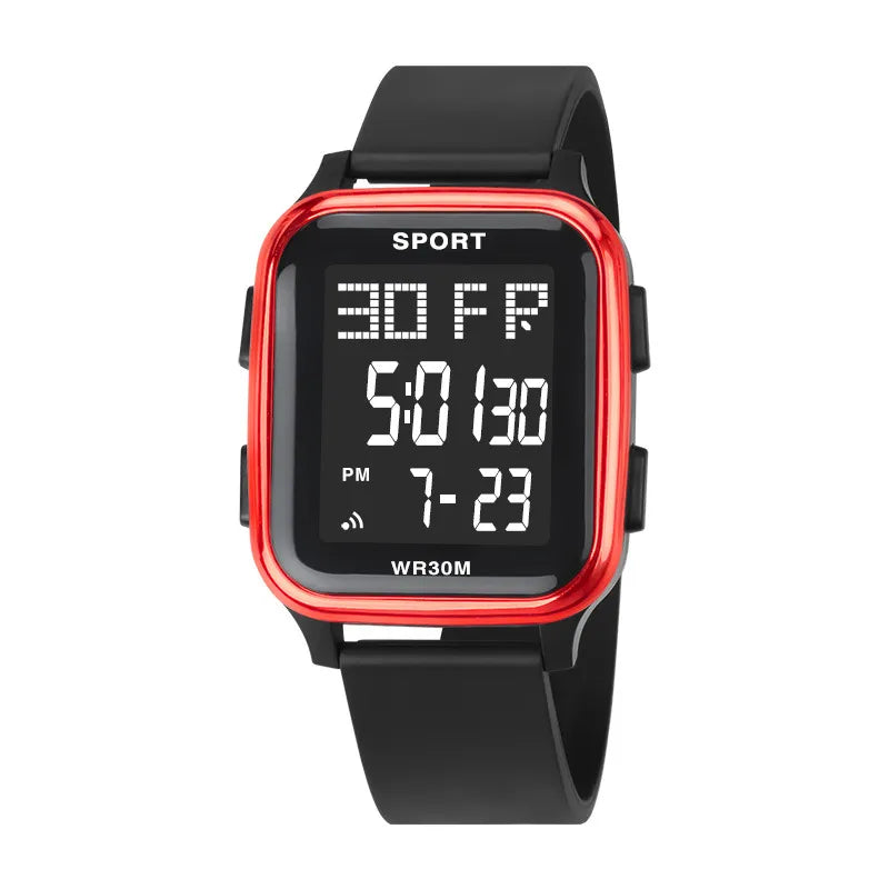 LASIKA Outdoor Sports Multi-Function Electric Watch Student Men's Silicone Strap Digital Wristwatch