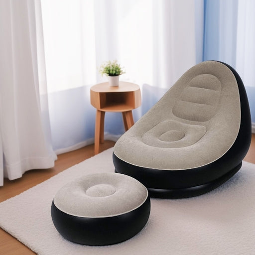 Inflatable Lounge Chair with Footrest, Portable Inflatable Seats, Flocked Sofa, Inflatable Chair