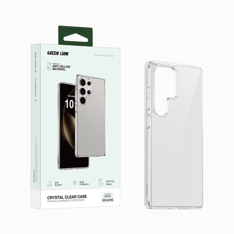 Green Lion Crystal Clear Case for Samsung Galaxy S25 ULTRA , Polycarbonate Case, Anti Fingerprint & Anti Yellowing, Precise C