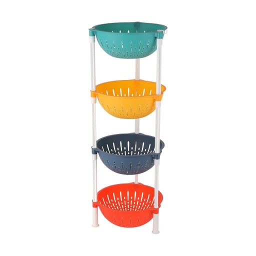Colorful Floor Shelf Organizer, Fruit Bowl, 4 Shelves Kitchen Organizer