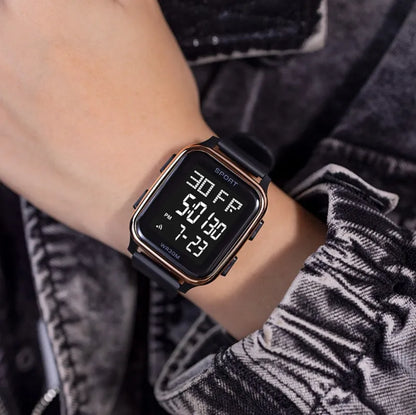 LASIKA Outdoor Sports Multi-Function Electric Watch Student Men's Silicone Strap Digital Wristwatch