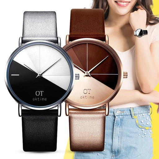 Women's OT Watches Fashion Leather Wrist Watch Vintage Ladies Quartz Watch