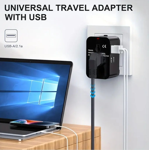 Travel Charger with Dual USB Charging Ports, 2 USB Charger, World All in 1 Universal Travel Charger