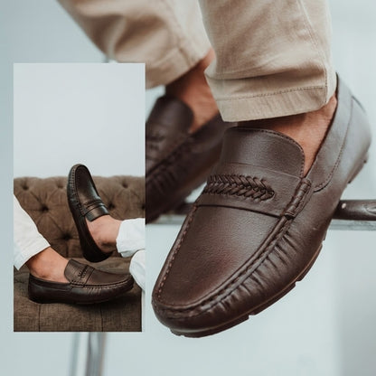 Loafers Shoes for Men All-Season Waterproof Synthetic Slip-on Casual Style Black and Brown Colors