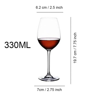 6 Pcs Wine Glasses Set Crystal Clear Premium Glasses - 330ML