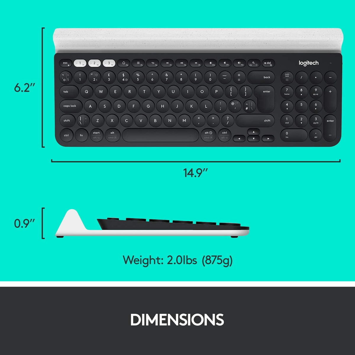 Logitech K780 Multi-Device Wireless Keyboard for Computer, Phone and Tablet – FLOW Cross-Computer Control Compatible – Speckles
