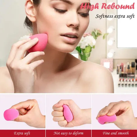 03 Pieces Makeup Sponges 3 Pack for Sensitive Skin | Wet & Dry Beauty Blender for Foundation, Cream, Powder Blenders Beauty Sponges Egg Shaped Blending Sponge Foundation Applicator Cosmetic Sponges