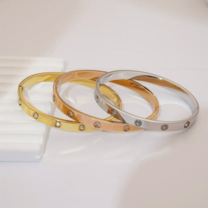 This Elegant Jewelry Piece Features Premium Titanium Steel Construction with Luxurious 18K Gold Plat
