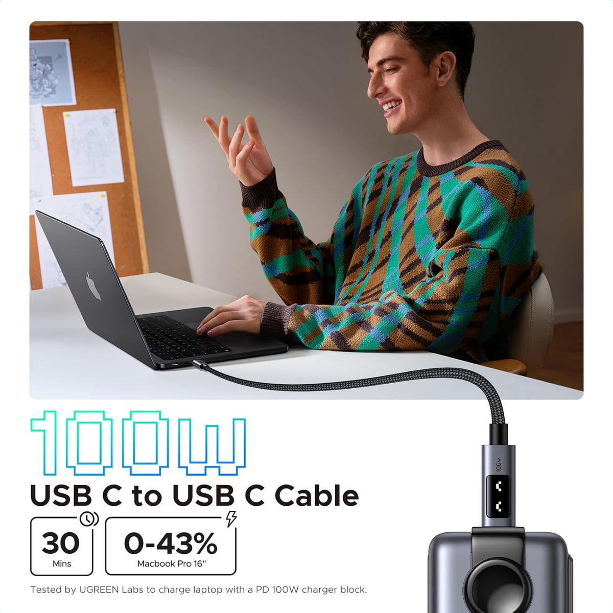 UGREEN Uno USB-C to USB-C Cable 100W - 100CM