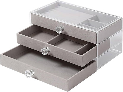 1Pc Deluxe Crystal-Clear Acrylic 3-Layer/1Layer Drawer Jewelry Storage Box - Organize Earrings, Ring