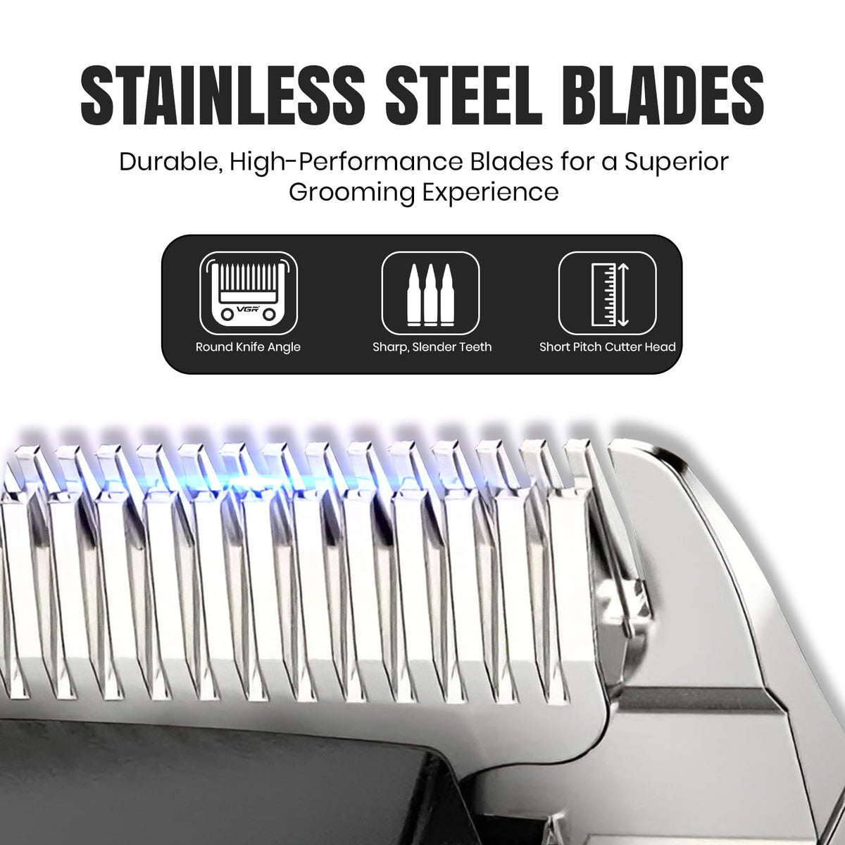 VGR V-013 Professional Salon Quality Hair Clipper – 200 Minutes Runtime, 2000mAh Lithium Battery, Adjustable Taper Lever, 8 Guide Combs, LED Display