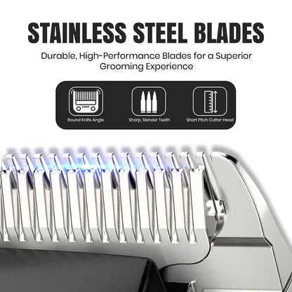 VGR V-013 Professional Salon Quality Hair Clipper – 200 Minutes Runtime, 2000mAh Lithium Battery, Adjustable Taper Lever, 8 Guide Combs, LED Display