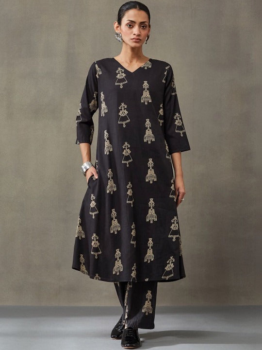 Everyday Women Ethnic Motifs Printed Regular Pure Cotton Kurta with Trousers