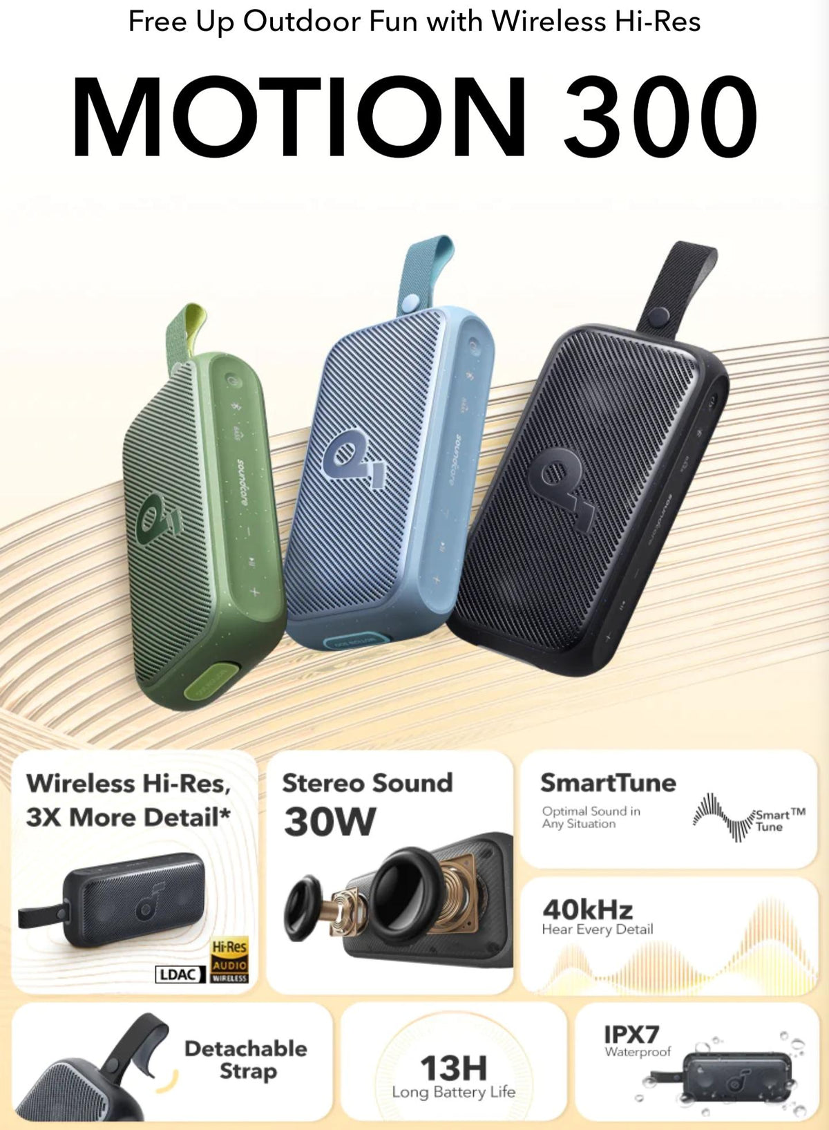 Anker Soundcore Motion 300 Wireless Hi-Res 30W Powerful Portable Speaker with BassUp
