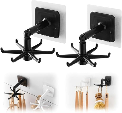360 Degree Rotatable Adhesive Sticker ABS Plastic Hook Towel Hanger for Kitchen, Bathroom