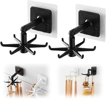 360 Degree Rotatable Adhesive Sticker ABS Plastic Hook Towel Hanger for Kitchen, Bathroom