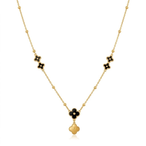 Aura Premium Non-Tarnish Golden Clover Necklace