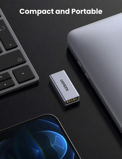 UGREEN USB 3.0 Adapter Type A Female to Female Coupler Aluminum Case 5Gbps High Speed Laptop PC Flash Drive Keyboard Mouse - 20119