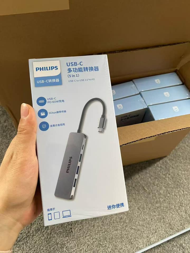 Philips USB-C Hub 4USB 3.0 Port + USB-C PD Port 60W Hub Adapter - SWR1607K/93