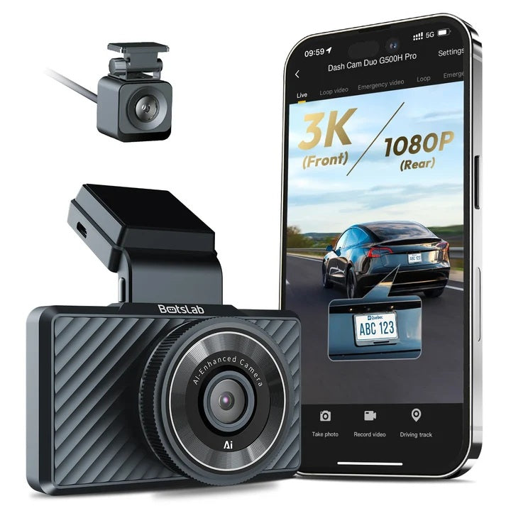 Botslab G500H Pro Dash Cam 3K Front 1080 Rear ADAS Built-in GPS Front 5MP FHD Camera HD Night vision