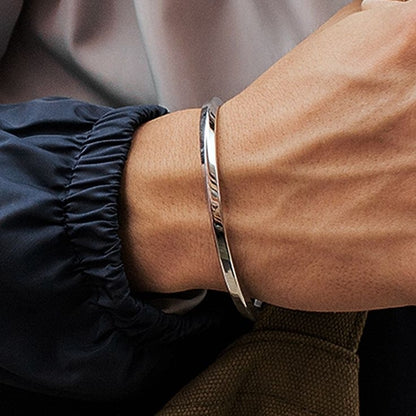 Silver Plated Stainless Steel Cuff Bracelet 5Mm