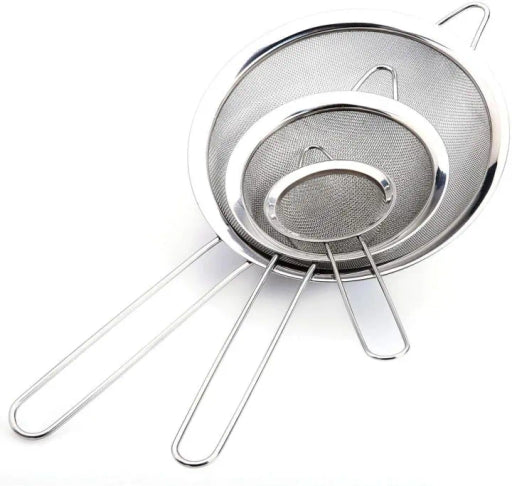 Sieve, Fine Mesh Kitchen Sieve Set 8/12/18 Cm Stainless Steel