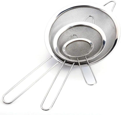Sieve, Fine Mesh Kitchen Sieve Set 8/12/18 Cm Stainless Steel
