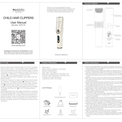 Yesido MG19 Baby Hair Clipper -Low Noise Kids Hair Clipper
