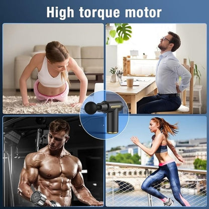 Massage Gun | Portable Rechargeable Muscle Massager | 6 Adjustable Speeds & 4 Heads