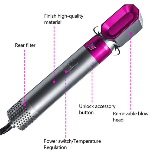 5 In 1 Hair Blower Hot Air Brush, Electric Hair Comb Rotating Hot Air Brush for All Hairstyle