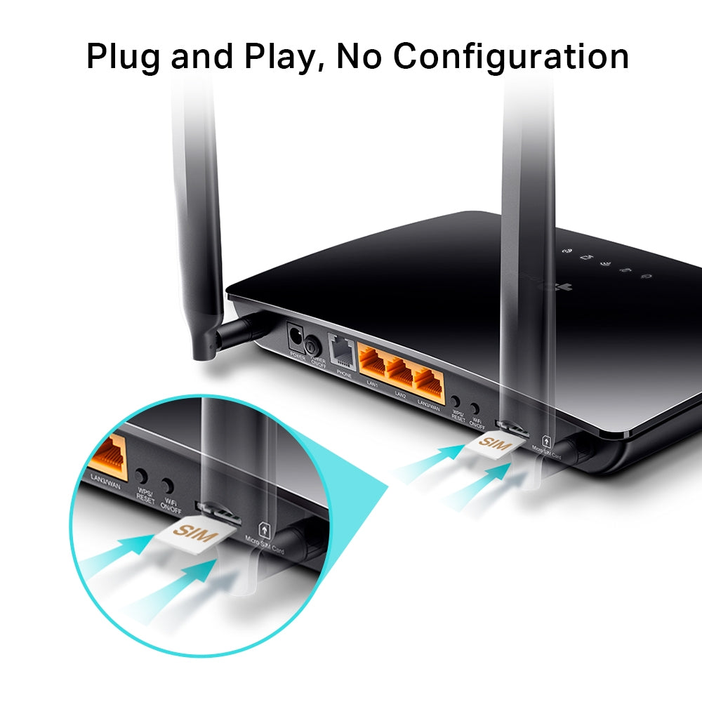 TP-Link TL-MR6500v N300 4G LTE Telephony WiFi Router, 4G Router with SIM Slot Unlocked, Speeds up to 300 Mbps, VoLTE/CSFB/VoIP Voice Functions for Phone Calls, No Configuration Required, Plug & Play