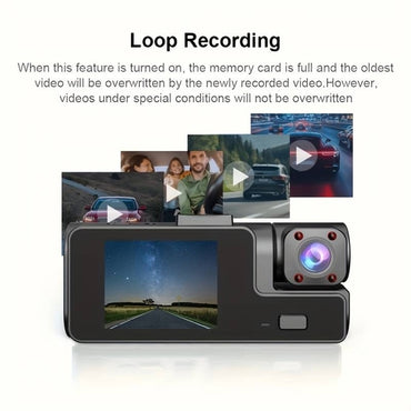 Dash Cam Front and Inside, HD 1080P Recording Car DVR Cam with 170Â° Wide Angle, Night Vision