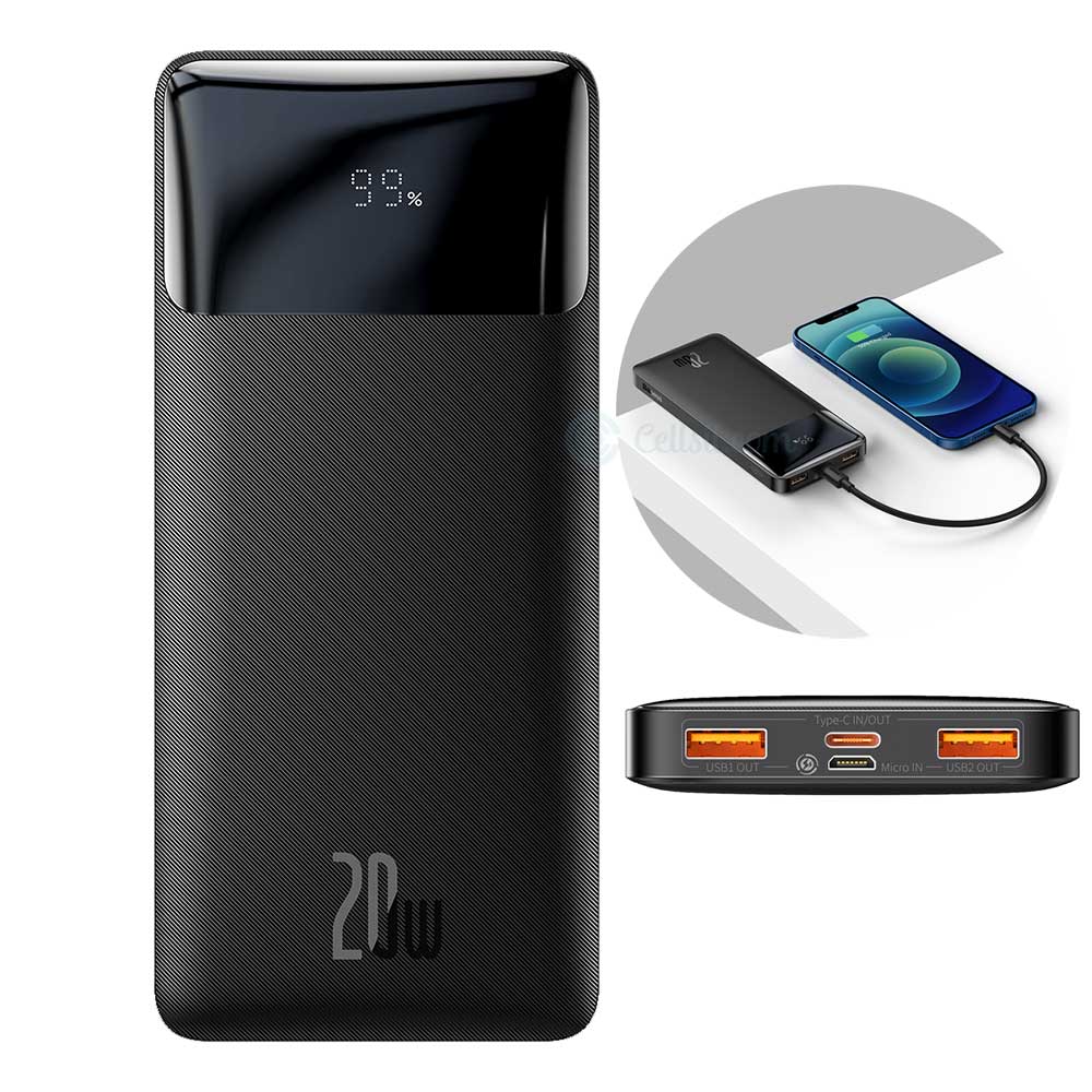 Baseus 10000mah 20W Fast Charging Type-C Output Power Bank with Digital Display