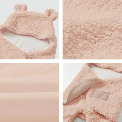 Baby Bear Plush Swaddle Blanket 0–6M Ultra-Soft Newborn Receiving Wrap Pink Brown Blue