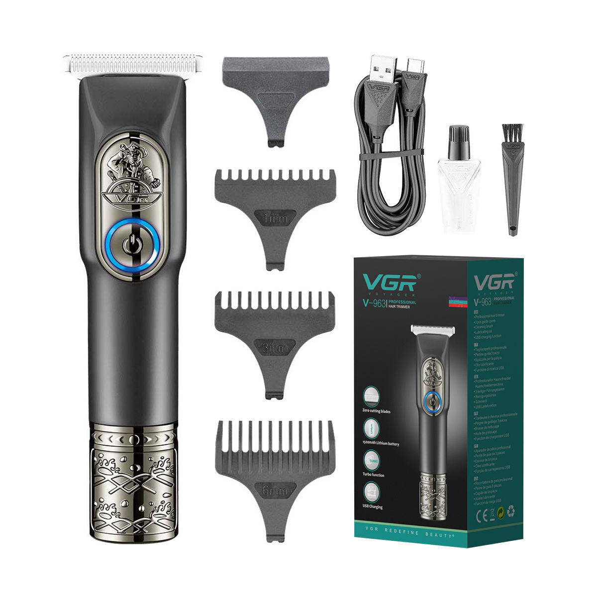 VGR V-963 zero Hair Cut Machine Electric Professional Cordless Hair Trimmer Clipper for Men