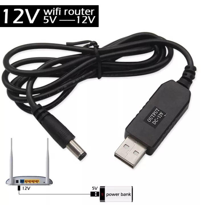 WiFI ROUTER to Powerbank Cable Converter USB 5V to 12V USB Connector Router Modem Adaptor