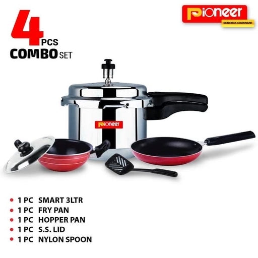 Pioneer 4Pcs Cookware Combo Set, Non-Stick Kitchen Essentials