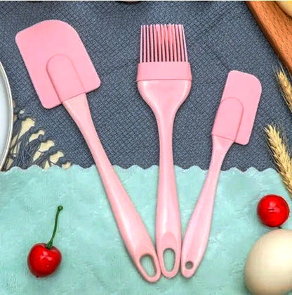 3 in 1 Set Spatula Silicone BBQ Oil Brush Spatula For Cupcake Cake Decorating Baking Oil Brush Tool Cooking Brush Tools Kitchen Baking Accessories