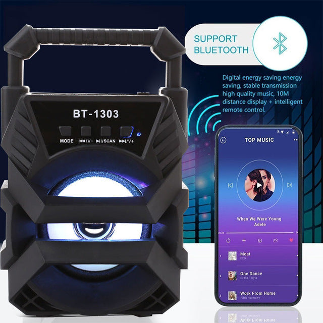 Wireless Portable Bluetooth Speaker with Micro SD, USB Flash & FM Radio Support, Assorted Color