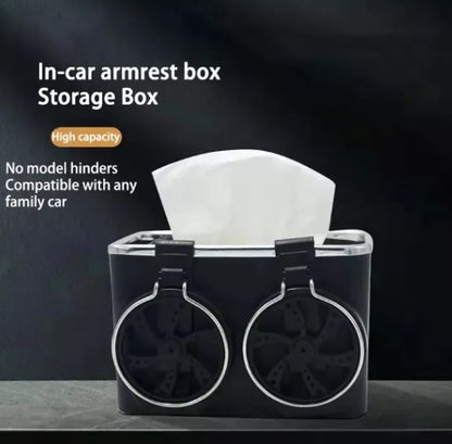 Amazon Hot Universal Car Tissue Storage Box Car Seat Organizer with Cup Holder