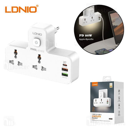 LDNIO SC2311 20W Type-C + 2 USB PD & QC3.0 Charger Extension 2 Way Power Socket with Touch Control Night Lamp