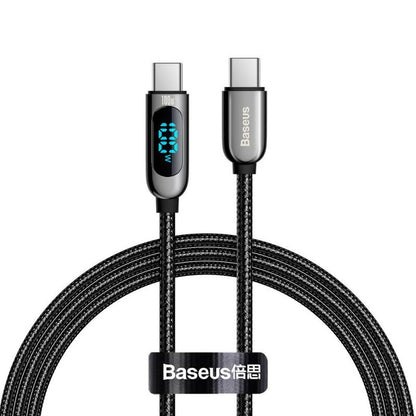 Baseus Display 1M 100W Fast Charging Data Cable Type-C to Type-C Black Digital Display- CATSK-B01