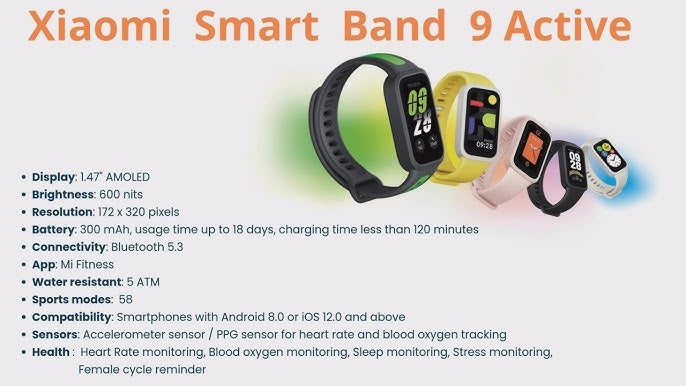 Xiaomi Smart Band 9 Active Smart Watch with 5ATM Water Resistance SpO2 / Scientific Sleep Monitoring Heart Rate Monitoring & 
