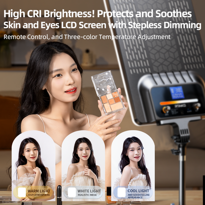 Rtako AR-GTB-P300TS 19" Professional LED Panel Light 9900LM 90W Adjustable Color Temperature: 2700K–7500K 360° Panoramic Light For Camera & Studio Lighting