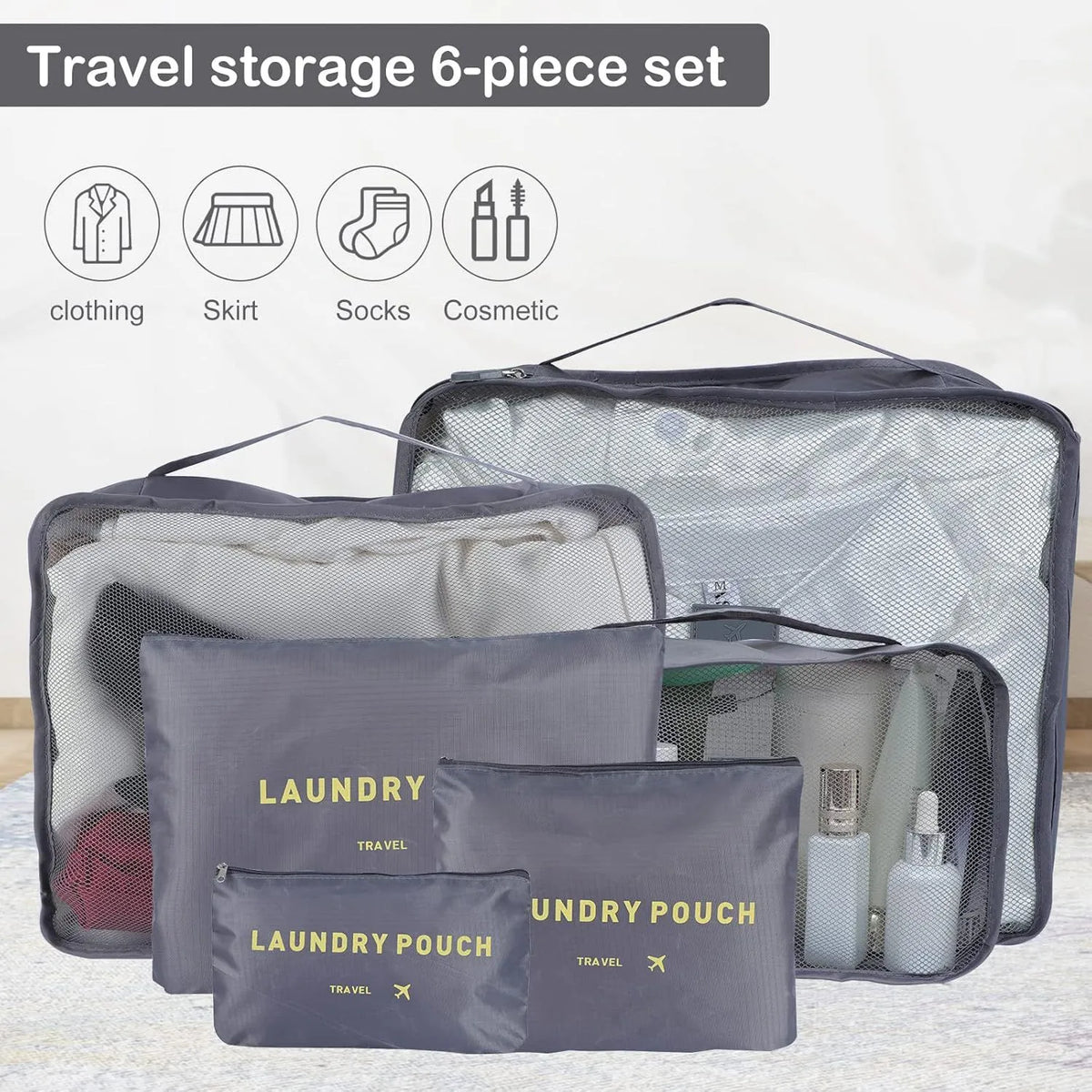 Lightweight Nylon Travel Packing Cube Set | Luggage Organizer Bags for Clothes & Suitcases